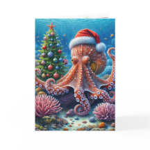 Octopus navidades usando un Santa Hat