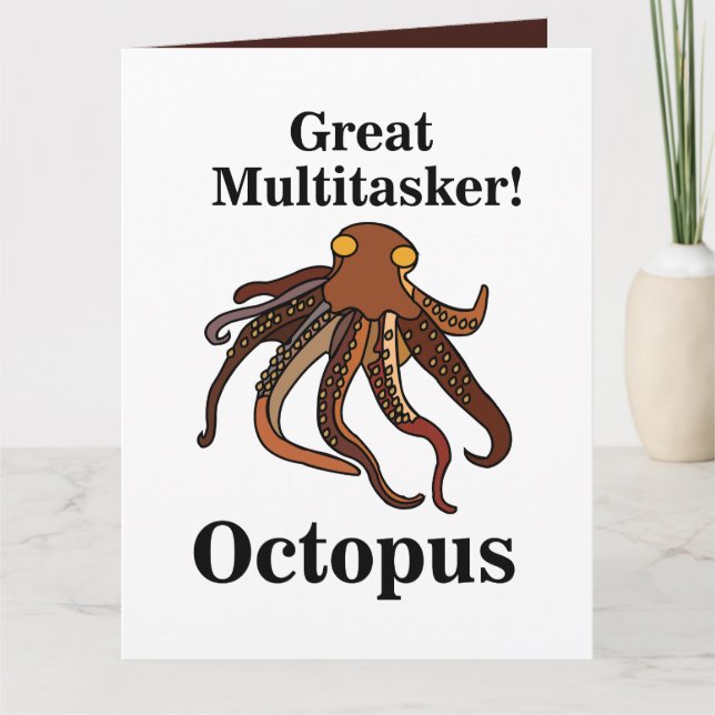 Tarjeta Octopus Tentacles Multitasker Funny Cumpleaños (Anverso)