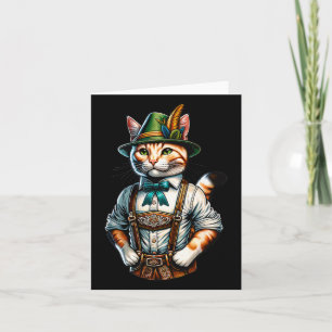 Tarjeta Octubre Fiesta Cat Funny German Bavarian Lederhose