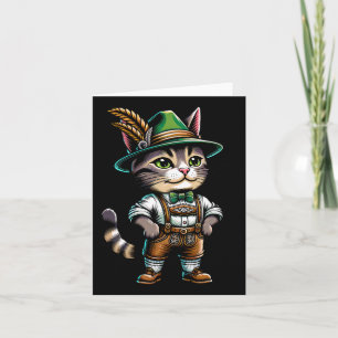 Tarjeta Octubre Fiesta Cat Funny German Bavarian Lederhose