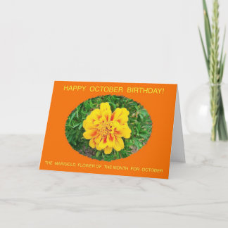 Tarjeta Octubre, mes, coche de cumpleaños feliz específico