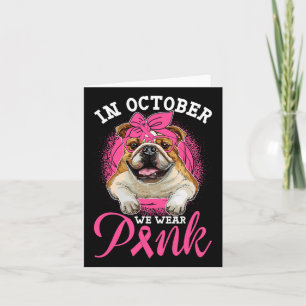 Tarjeta Octubre Usamos Cáncer De Mama Rosa Bulldog Inglés