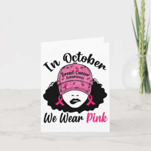 Tarjeta Octubre, usamos el cáncer de seno rosado Chica neg