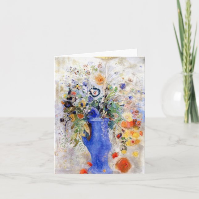 Tarjeta Odilon Redon - Bouquet grande en la maleta azul pa (Anverso)