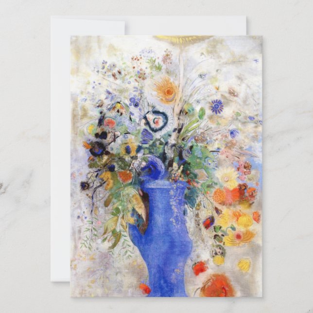 Tarjeta Odilon Redon - Bouquet grande en la maleta azul pa (Anverso)