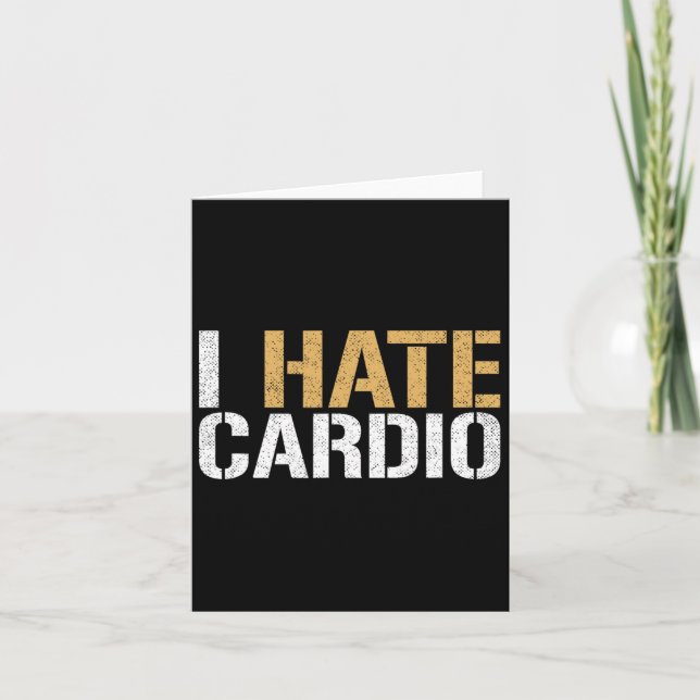 Tarjeta Odio Cardio Funny Fitness Halterofilia Bodybucle (Anverso)