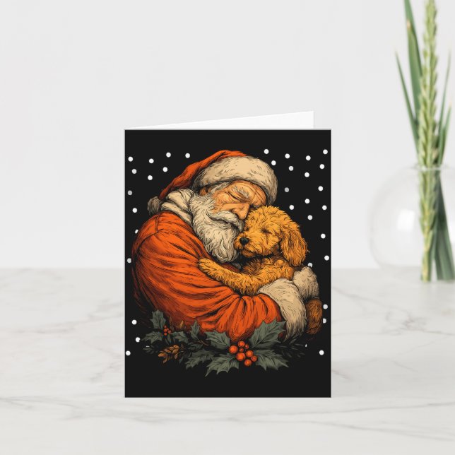 Tarjeta Odle Dog And Santa Claus Winter Season Christmas A (Anverso)