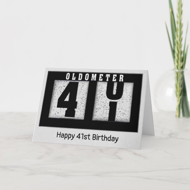 Tarjeta Odómetro negro para el 41º cumpleaños (Anverso)