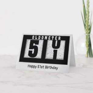Tarjeta Odómetro negro para el cumpleaños 51