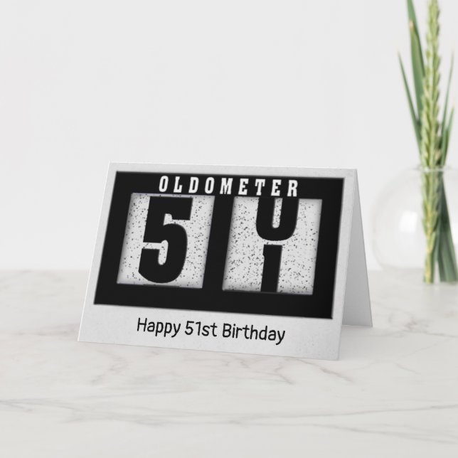 Tarjeta Odómetro negro para el cumpleaños 51 (Anverso)