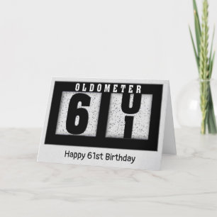 Tarjeta Odómetro negro para el cumpleaños 61