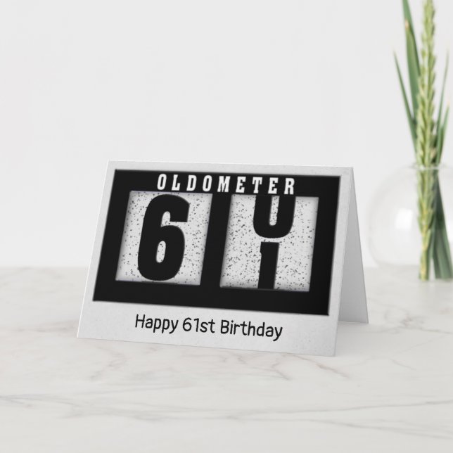 Tarjeta Odómetro negro para el cumpleaños 61 (Anverso)