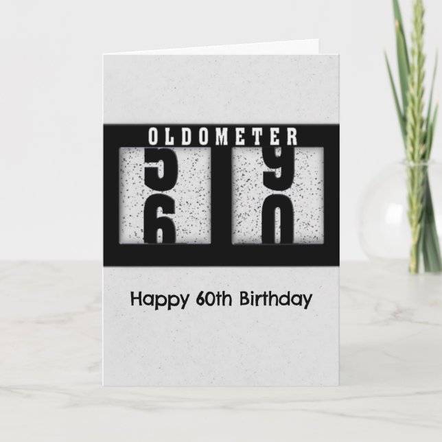 Tarjeta Odómetro negro para humor de cumpleaños número 60 (Anverso)