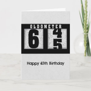 Tarjeta Odómetro negro para humor de cumpleaños número 65