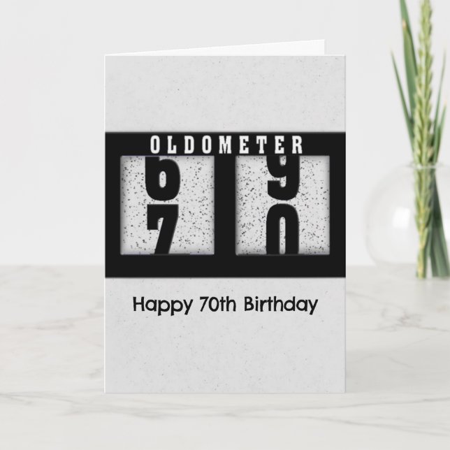 Tarjeta Odómetro negro para humor de cumpleaños número 70 (Anverso)