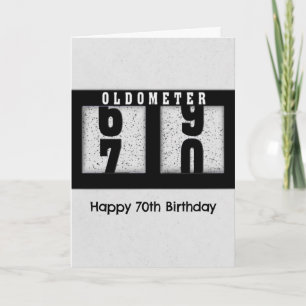 Tarjeta Odómetro negro para humor de cumpleaños número 70