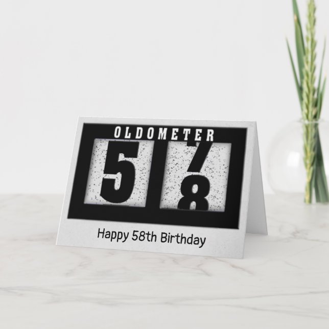 Tarjeta Odómetro negro para los 58 años (Anverso)
