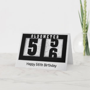 Tarjeta Odómetro negro por 56º cumpleaños