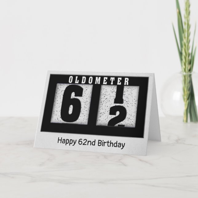 Tarjeta Odómetro negro por 62° cumpleaños (Anverso)