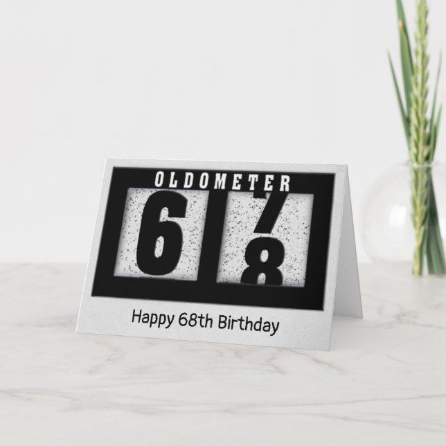 Tarjeta Odómetro negro por 68º cumpleaños (Anverso)