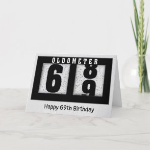 Tarjeta Odómetro negro por 69° cumpleaños