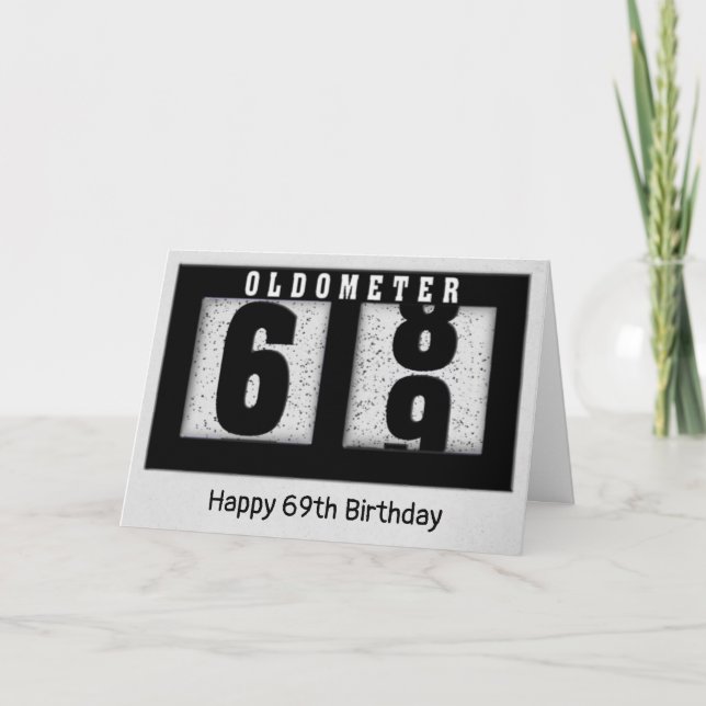 Tarjeta Odómetro negro por 69° cumpleaños (Anverso)