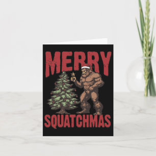 Tarjeta Oeste Retro Feliz Squatchmas Divertido Bigfoot San