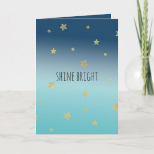 Tarjeta Oferta personalizada de Gold Stars Aqua Blue Ombre