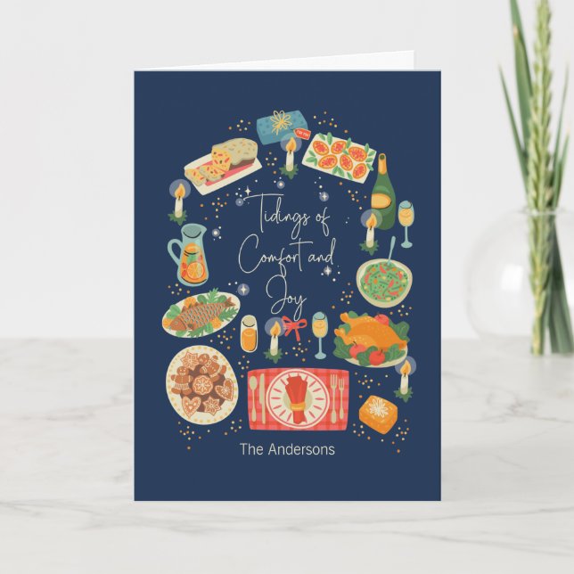 Tarjeta Ofertas De Comidas De Vacaciones De Confort Y Aleg (Anverso)