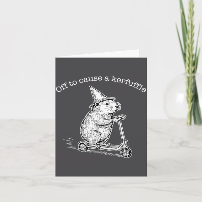 Tarjeta Off To Cause A Kerfuffle Funny Capybara Scooter Ch (Anverso)