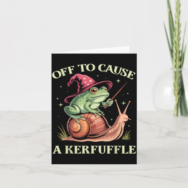 Tarjeta Off To Cause A Kerfuffle Whimsical Wizard Frog Mem (Anverso)