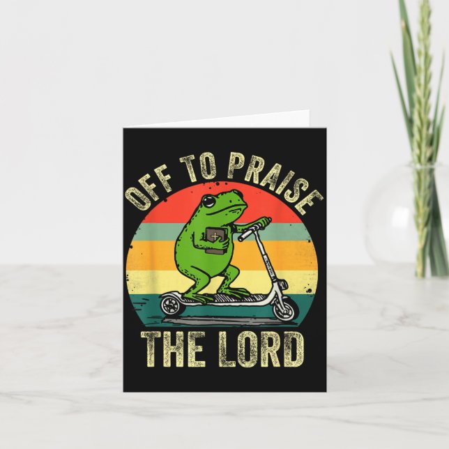 Tarjeta Off To Praise The Lord Funny Frog Bible Study Jesu (Anverso)