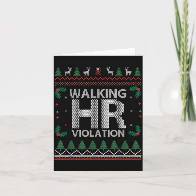 Tarjeta Office Ugly Christmas Funny Walking Hr Violation W (Anverso)