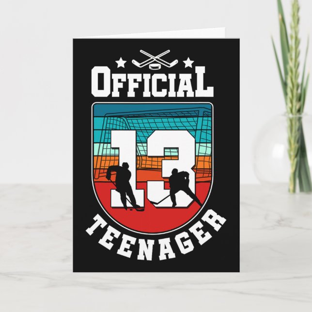 Tarjeta Official Teenager 13th Birthday 13 Year Boy Hockey (Anverso)