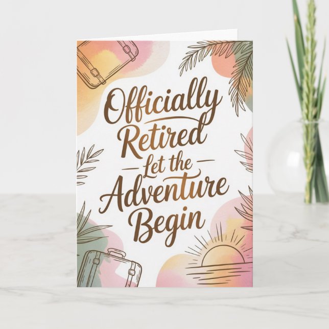 Tarjeta Officially Retired – Let the Adventure Begin (Anverso)