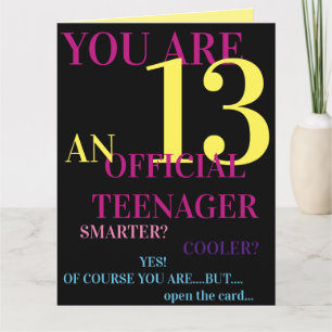 Tarjeta oficial de cumpleaños número 13 del adoles