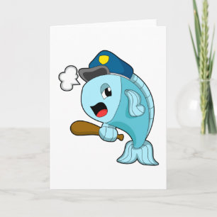 Tarjeta oficial de policía de Fish Police sombrero de poli