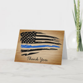 Tarjeta Oficial de policía Rustic Thin Blue Line Gracias