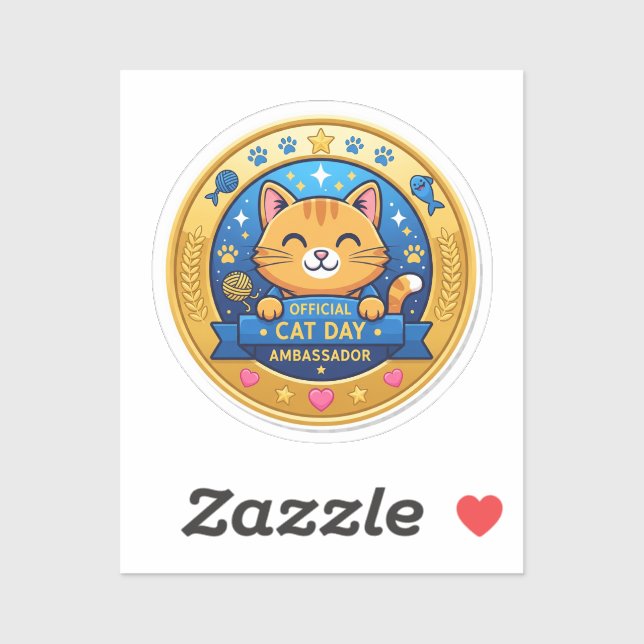 Tarjeta Oficial del Día del Gato - Pegatina Divert (Hoja)