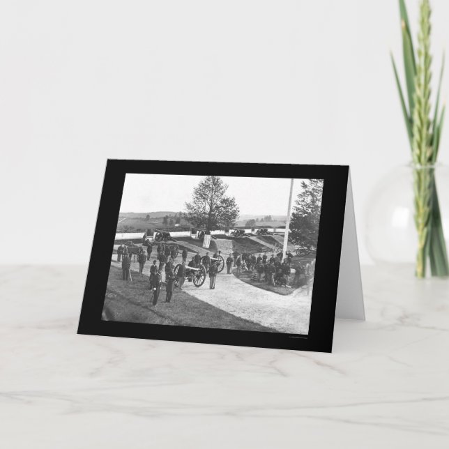 Tarjeta Oficiales y hombres en el fuerte Stevens, DC 1865 (Anverso)