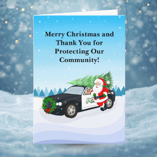 Tarjeta Oficina de policía de Feliz Navidad Santa Claus