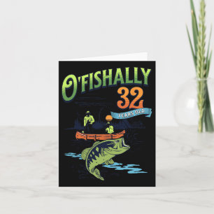 Tarjeta Ofishally 32 años Tema de la pesca 32 cumpleaños
