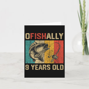 Tarjeta Ofishally 9 años Pescador divertido cumpleaños