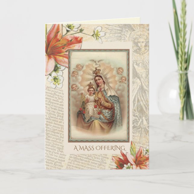 Tarjeta Ofrenda de Misa de Requiem Católica de Simpatía Ma (Anverso)