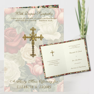 Tarjeta Ofrenda de misas de simpatía católica Crucifijo Ro