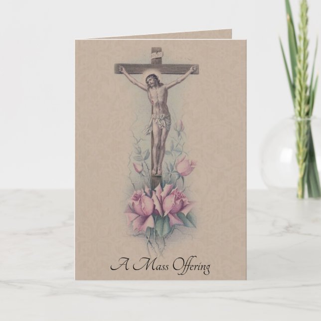 Tarjeta Ofrenda tradicional católica de misa de simpatía a (Anverso)