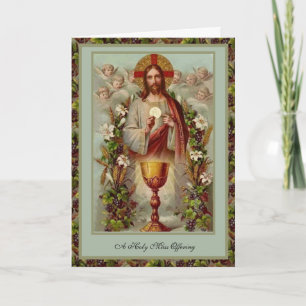 Tarjeta Ofrenda tradicional de la Misa Católica Sagrado Co