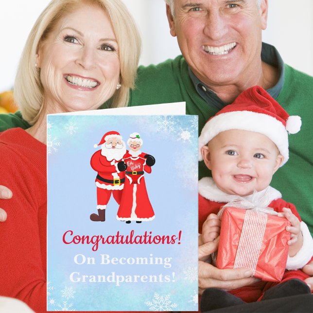 Tarjeta Oh Baby Santa y la Sra. Claus Abuelos (Capture the enchantment of Christmas as  someone is celebrate new grandparents' joy.)