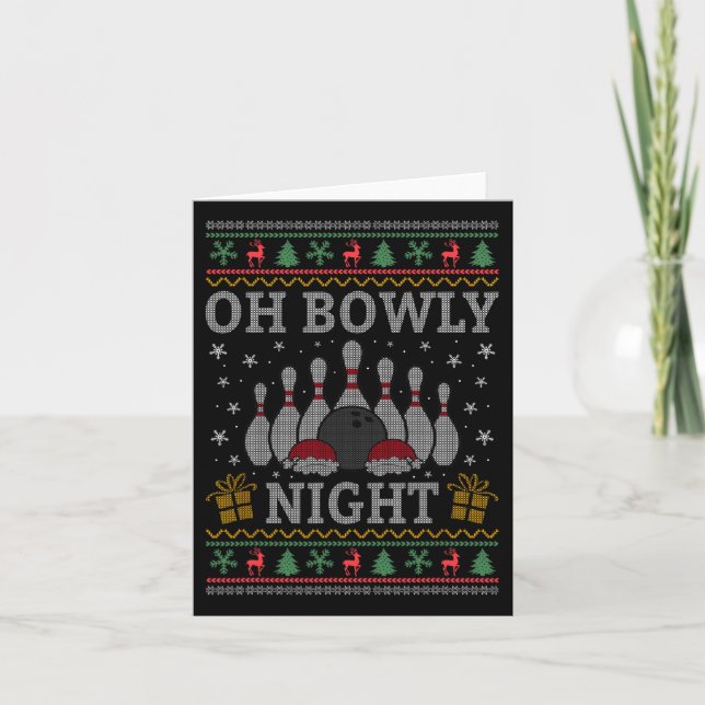 Tarjeta Oh Bowly Navidades de boliche de la noche Ugly Swe (Anverso)