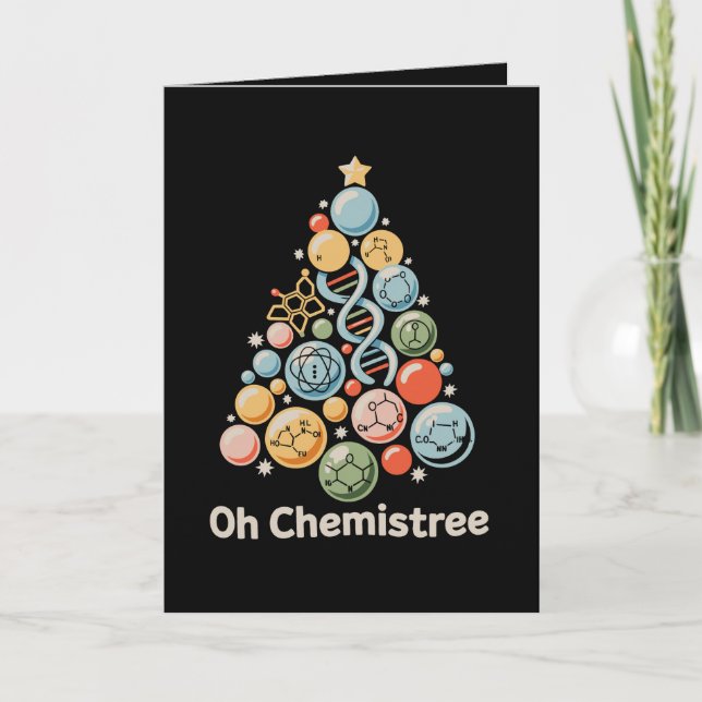 Tarjeta Oh Chemistree Ciencia Laboratorio de Química Navid (Anverso)